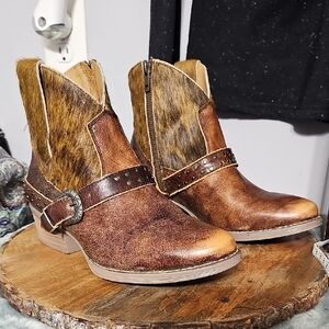 Stylish Brown Ankle Boots with Studded Strap